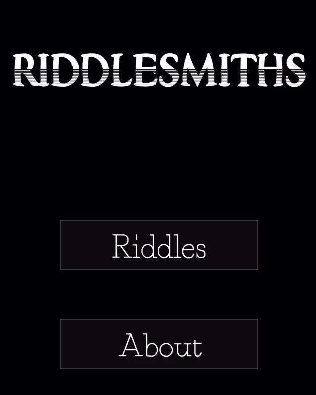 menu screen of Riddlesmiths game